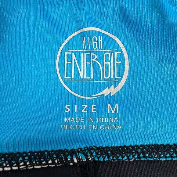High Energie Junior Leggings Size M Black Multicolor Waistband - Picture 3 of 6